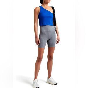 Revolve WSLY Rivington 7" high waist Ribbed Biker Short NWT, Grey Heather, XS